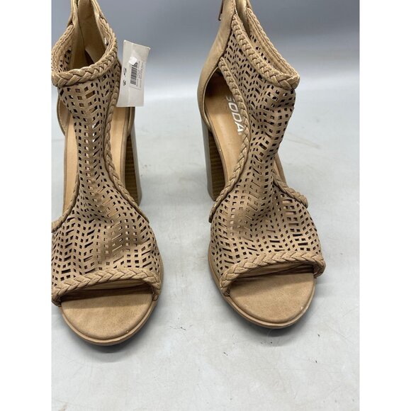 soda chunk high heel shoes open toed sides net brown size 8.5 back zip READ new - Picture 3 of 9